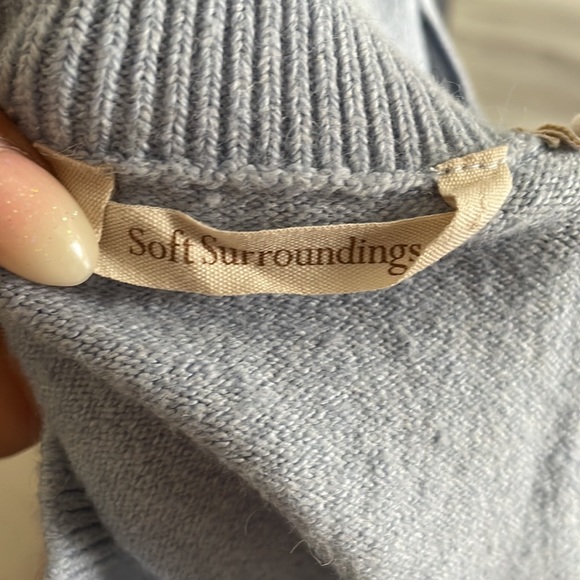 Soft Surroundings Sweater Women Small Knit Ice Blue Asymmetric Detail - Picture 8 of 10